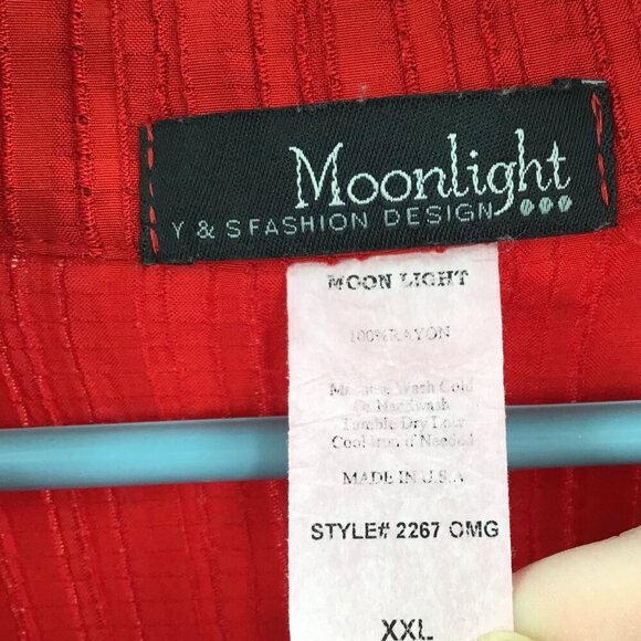 Moonlight by Y&S Popover Top XXL Red Goth Wired Collar Crinkle Pleated Sharkbite - Picture 13 of 13